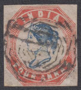 1854 4a deep blue and red, imperf, 4th printing, Head III, Frame II, pos.22, wmk reversed 