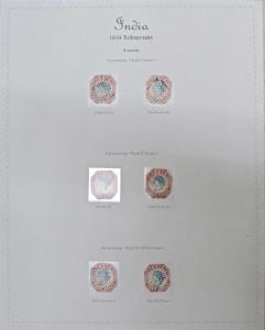 1854 4as lithographscollection mounted on two pages, includes 1st printing, 2 shades, 2nd 