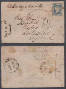 1855 ½a imperf paying the internal rate on cover to UK from a member of armed forces at Me
