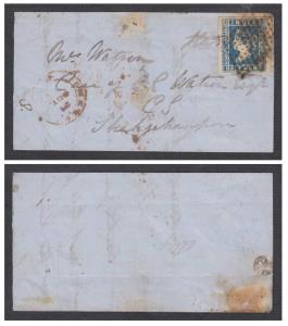 1857 (27 Oct) Folded letter from Meerut to Shahjehanpur bearing ½a dull blue Die I, waterm