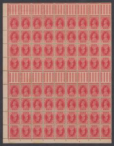 1940 KG VI, 1 a. Carmine, SG 250, Wmk. Inverted Multiple Star, Corner marginal Block of 10