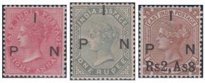 Postal Notes, EI 4a, 1Re and 12a, optd. ”I.P.N.”, MNH, mixed gum condition. Fine.