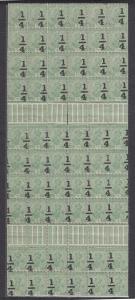 1922 KGV ¼ on ½a pane of 60 with ovpt shifted progressively - RARE
