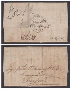 1837 "CAWNPORE PtPd." HG #6 on folded entire to Major General Thomas Aubrey in Saugor
