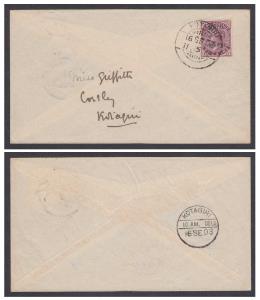 1903 QV 1a plum overprinted "POSTAL SERVICE" used on cover tied by "KOTAGIRI 16 SE 03" and