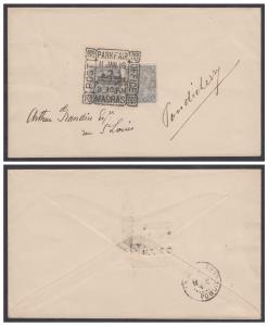 1916 cover with KGV 3p x 2 tied by "PARK FAIR/MADRAS/POST/OFFICE/11 JAN 16" pictorial canc