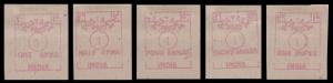 1922 proof impressions for meter franking of "HALF ANNA", "ONE ANNA". "FOUR ANNAS", "EIGHT