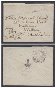 1935 Quetta Earthquake cover to Australia with "QUETTA EARTH QUAKE POSTAGE FREE" rubber st