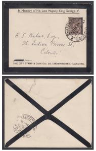 1936 26 Jan mourning cover bearing KGV 1a overprinted with scarce black border (to mourn h