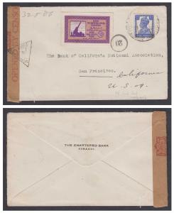 A censored cover form Karachi to USA bearing KGV adhesive and "HELP/TO DEFEND YOUR/COUNTRY