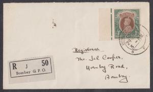 1943 Registered Cover bearing KGVI 15Rs., SG 283, addressed to Mr. Jal Cooper, fine