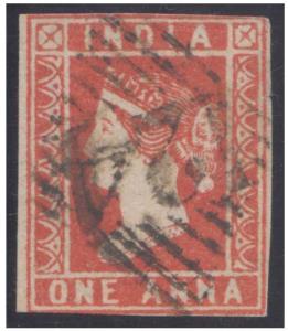 India used in Aden, 1854 1a, lithograph cancelled by ”124” in horizontal diamond of bars, 