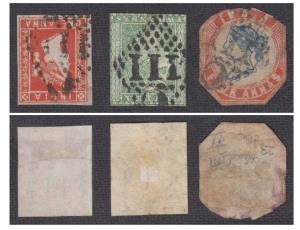 India used Pondicherry, 1854 Lithograph, 1a, 4a &2a cut to shape, tied by "C/111"used in P