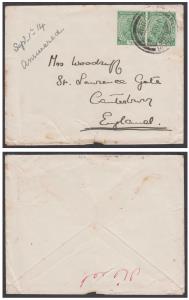 India used in PORT BLAIR, 1914 cover bearing KGV ½ a pair tied by "PORT BLAIR" double circ