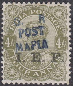 India used in Tanganyika, Mafia Island - KGV 4a olive-green ovpt "G.R POST MAFIA" mint. SG