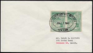 1946 KGVI Victory 9p x 2, tied by "BRITISH FLEET MAIL OFFICER NEW YORK" cancel dated JUN 1