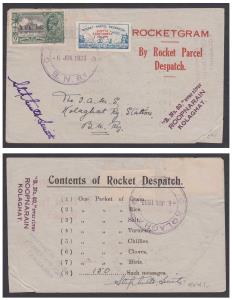 1935 Earthquake Relief Rocket no.60, 6th June 1935. The above missive was flown in one of 