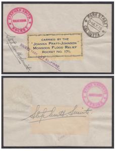 1938, Rocketgram, Rocket No. 171, vignette in buff printed with “CARRIED BY THE / “JOANNA 
