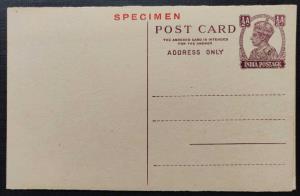 1946 PS PC SPECIMEN, KGVI ½ a x ½ a, violet on buff, reply card
