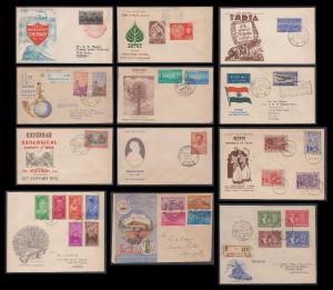 1948-1956 Set of 12, Anna series FDC, 1948 - Inauguration of India, 1949 - 75th Anni. of U