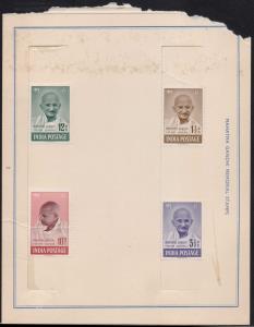 1948 Mahatma Gandhi complete set pasted in Official presentation card. Crease running thro