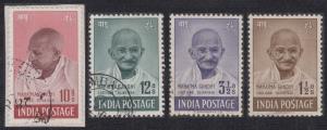 1948 Mahatma Gandhi set of 4, SG 305-08, used, fine