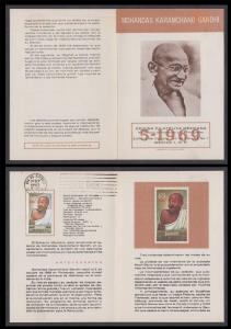 1969 Mahatma Gandhi Mexico Folder, stamp cancelled with first day pmk, fine
