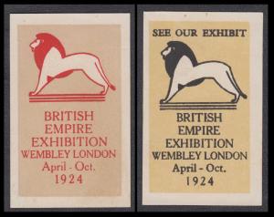 1924 Advertising labels of British Empire Exhibition Wembley, London, scarce, fine