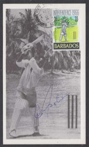 1966 Barbados Max Card of Sir Garry Sobers with his autograph, fine