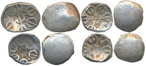 Archaic Punch Marked Coinage, attributed to Gandhara Janapada, Silver Shana (4), obv. sing