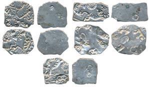 Archaic Punch-marked Coinage, Mauryan Imperial Series, Silver Karshapana (5), obv. various