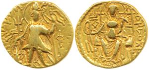 Kushanas, Vashishka (c. 245-266 AD), Gold Dinar, 7.58g, obv. king standing left, holding a