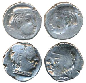 Western Kshatrapas, Kardamaka Family, Silver Drachma (2), Error, Brockage, near complete L