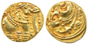 Western Gangas (10th-11th century AD), Gold Gajapati Pagoda, 3.72, obv. caparisoned elepha
