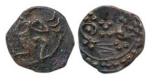 Vijayanagar, issue of Tiruvannamalai, Hari Hara I (1347-1356 AD), Copper Kasu, 1.02g, obv.