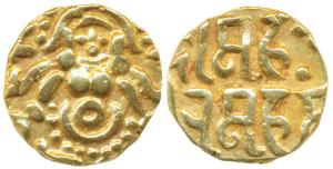 Muhammad bin Sam (AH 589-602, 1193-1206 AD), Gold Dinar, 4.19g, Lakshmi type, goddess Laks