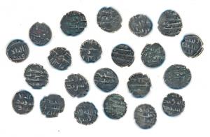 Amirs of Sind, Silver (22), several rulers including Umar, Abd Allah and Hatim, with kufic
