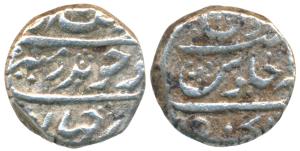Aurangzeb (AH 1068-1118; 1658-1707 AD), Silver ¼ Rupee, 2.85g, Golkonda Mint, (KM 293.1). 