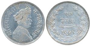 SayajiRao III, Silver Rupee, 11.32g, broad flan, VS 1949 (KM Y36). Very Fine+, Scarce.