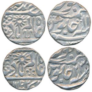 Raja Hindupat Singh, Silver Rupee (2), both different, Chhatarpur Mint, in the name of Sha