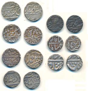 Silver Rupee (7), Baroda, Anand Rao, Silver Rupee; Hyderabad, Afzal-ad-Daula, AH 1274/18; 