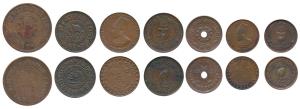 A nice set of high quality Copper coins, Bahawalpur, Sadiq Muhammad Khan V, Copper ¼ Anna 