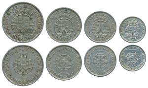 Goa, Colonial Issue, Cupro-Nickel 1, 3, 6, Escudos and 60 Centavos, 1958 & 1959. About Ext