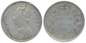 Victoria Queen, Silver Rupee, 1862, Bombay Mint, A / II / 1 / 10 (Prid 95).Edge knick at t