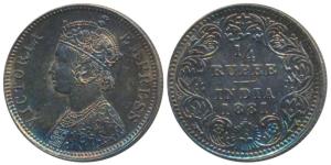 Victoria Empress, Silver ¼ Rupee, 1881, Bombay Mint, A / II / dot. (Prid 410). Unlisted in