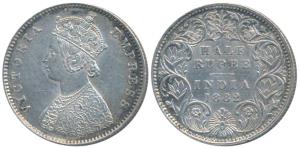Victoria Empress, Silver ½ Rupee, 1882, Calcutta Mint, A / I / C incuse, (Prid 266). About