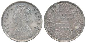 Victoria Empress, Silver ½ Rupee, 1893, Bombay Mint, A / I / B incuse, (Prid 303). Very Fi