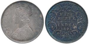Victoria Empress, Silver ½ Rupee, 1894, Bombay Mint, A / I / B incuse, (Prid 304). Extreme