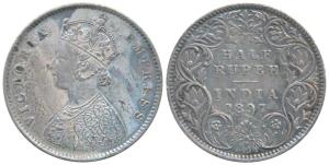 Victoria Empress, Silver ½ Rupee, 1897, Bombay Mint, A / I / B incuse, (Prid 305). Very Fi