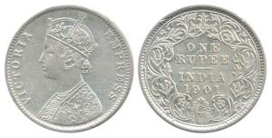 Victoria Empress, Silver Rupee, 1901, Calcutta Mint, Mule, A4 / I / C incuse, left over ob
